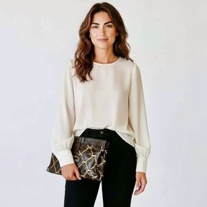 Longchamp Black and Gold Clutch Bag